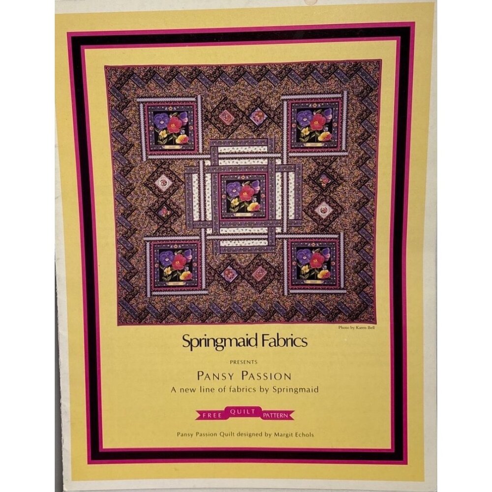 Springmaid Fabrics Pansy Passion Quilt Pattern By Margit Echols